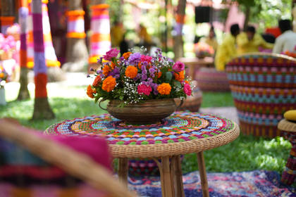 Floral detail and Tablescape — Mehendi decor — St. Regis